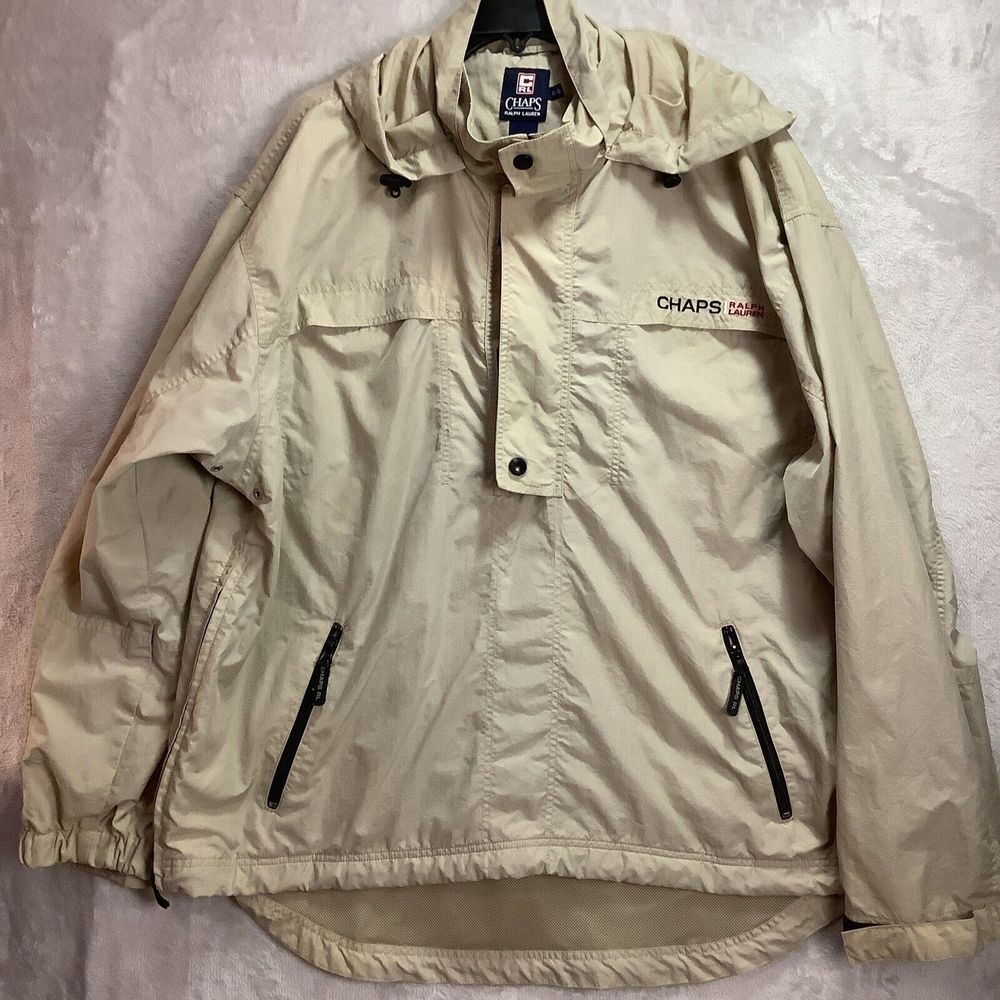 Vintage Chaps Ralph Lauren Windbreaker Hoodie  Pullover  Size XL  W Side Zip